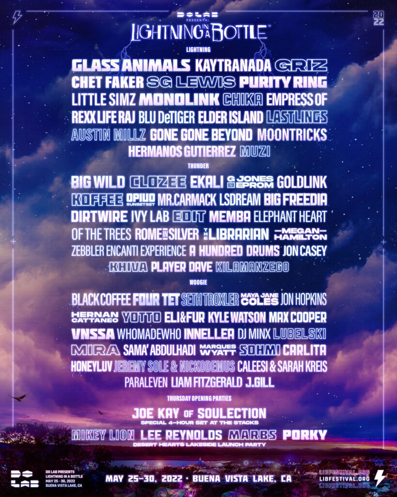 Lightning in a Bottle announces GRiZ, Kaytranada, Big Wild, SG Lewis, G Jones b2b Eprom For 2022