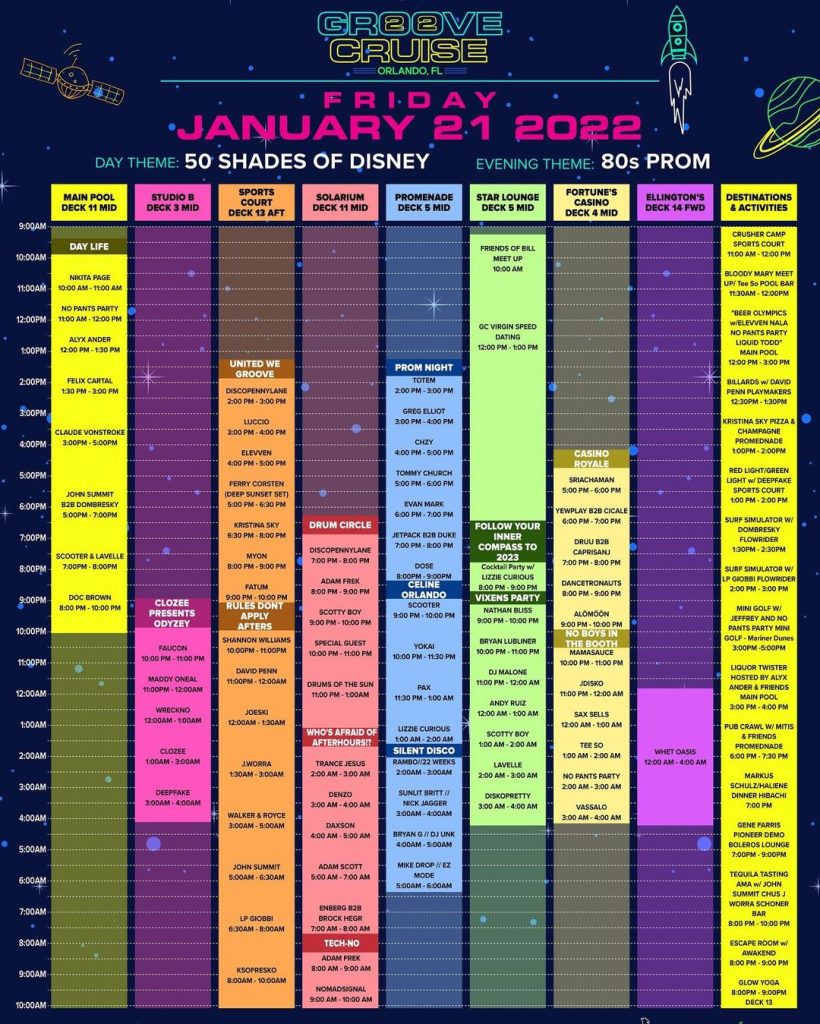 Groove Cruise Orlando Announces Outstanding Daily Lineups for 2022 Voyage!