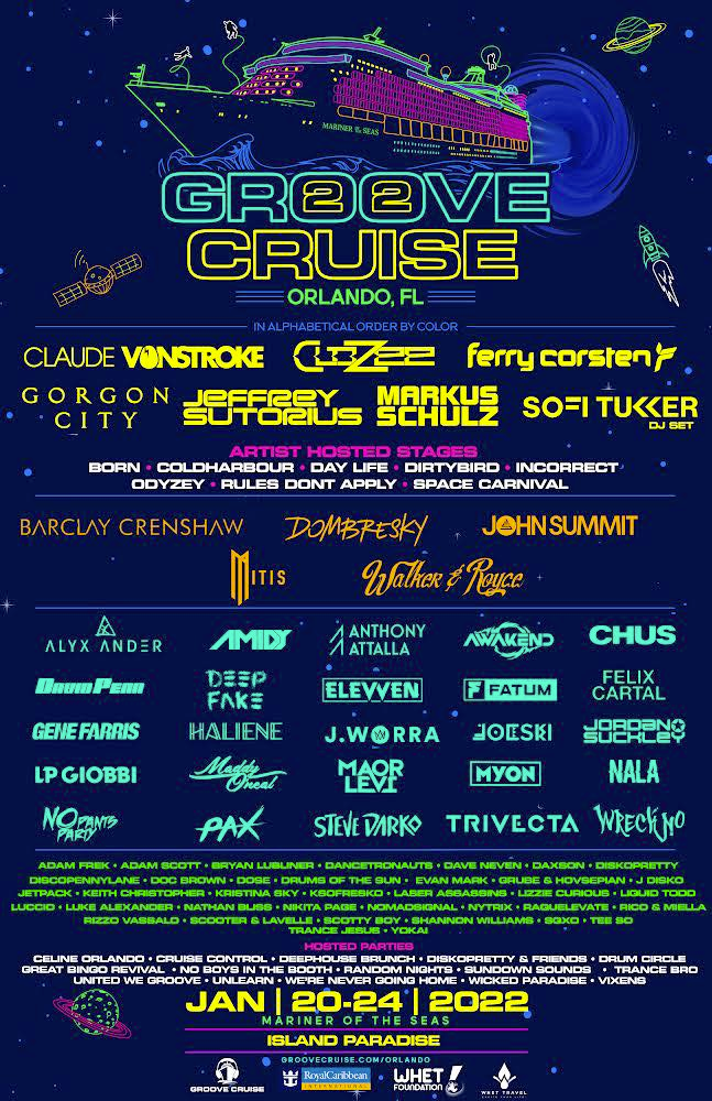 Groove Cruise Orlando Announces Outstanding Daily Lineups for 2022 Voyage!