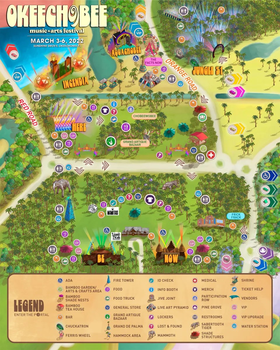 Okeechobee Music & Arts 2022 festival map.