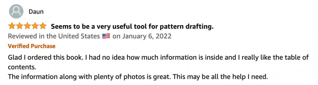 Patternmaking book testimonial