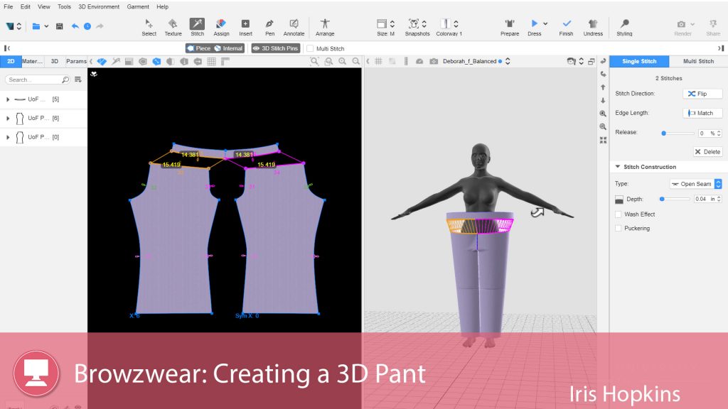 Browzwear 3D deign poster frame Creating a 3D Pant