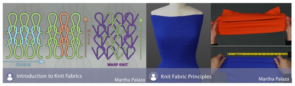 Poster frames from 2 lessons : Intro to Knits & Knit Fabric Principles and 