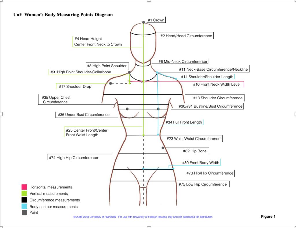 Body measuring points diagram