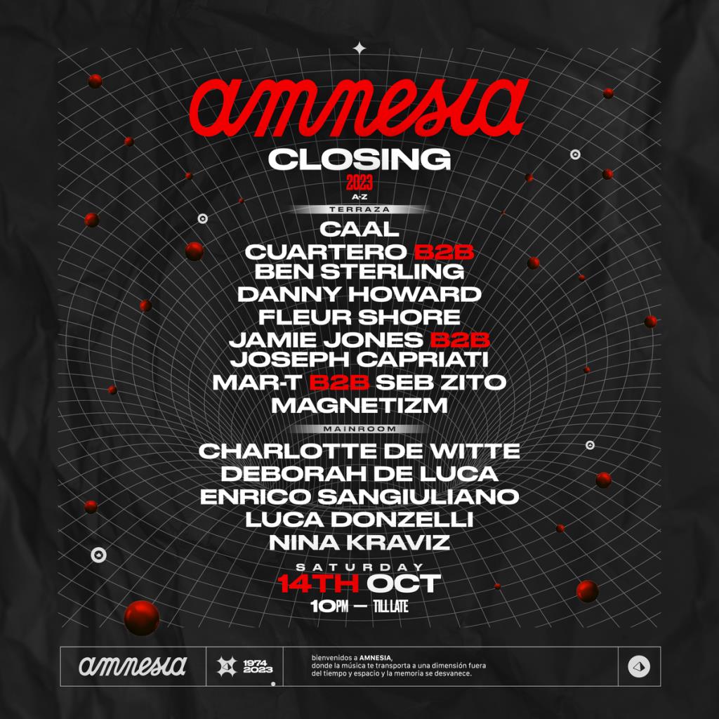 Amnesia Ibiza Reveals Full Lineup for Closing Party