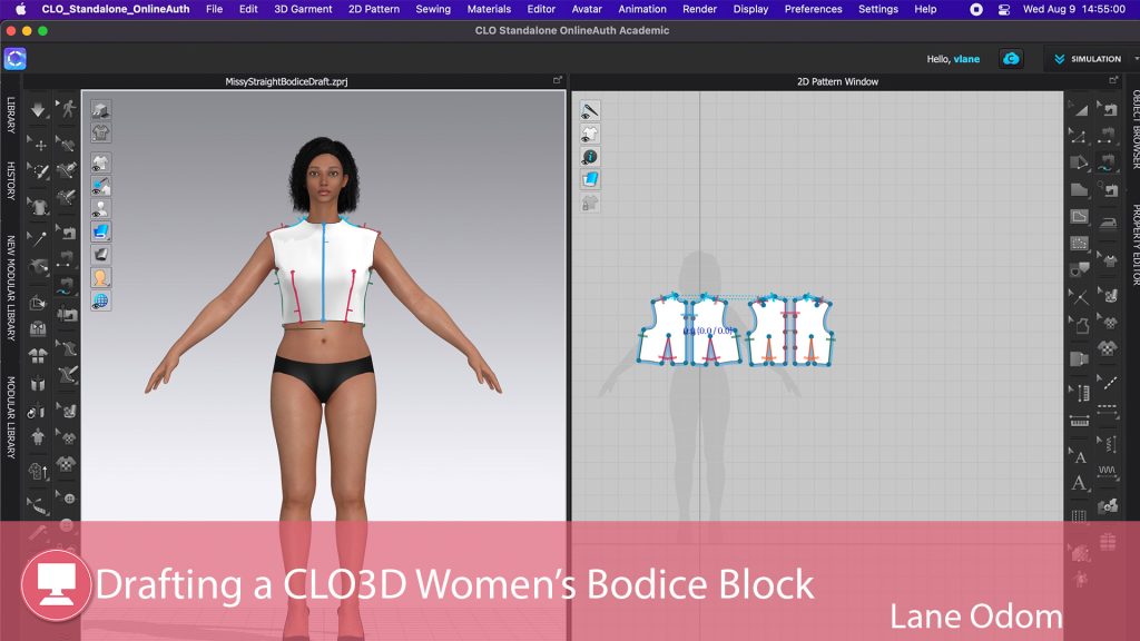 UoF’s lesson on Drafting a CLO 3D Women’s Bodice Block 