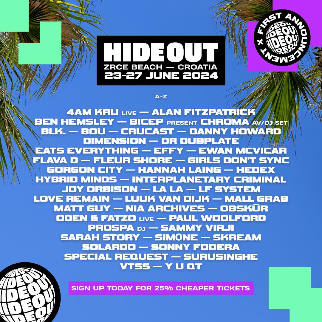 Croatia’s Hideout Festival Drops Phase One Lineup For 2024