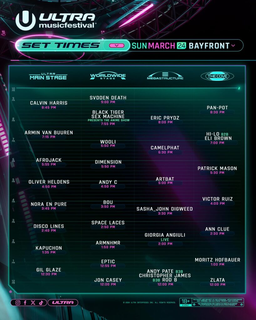 Ultra Music Festival 2024 Guide: Set Times, App, Map and Mission