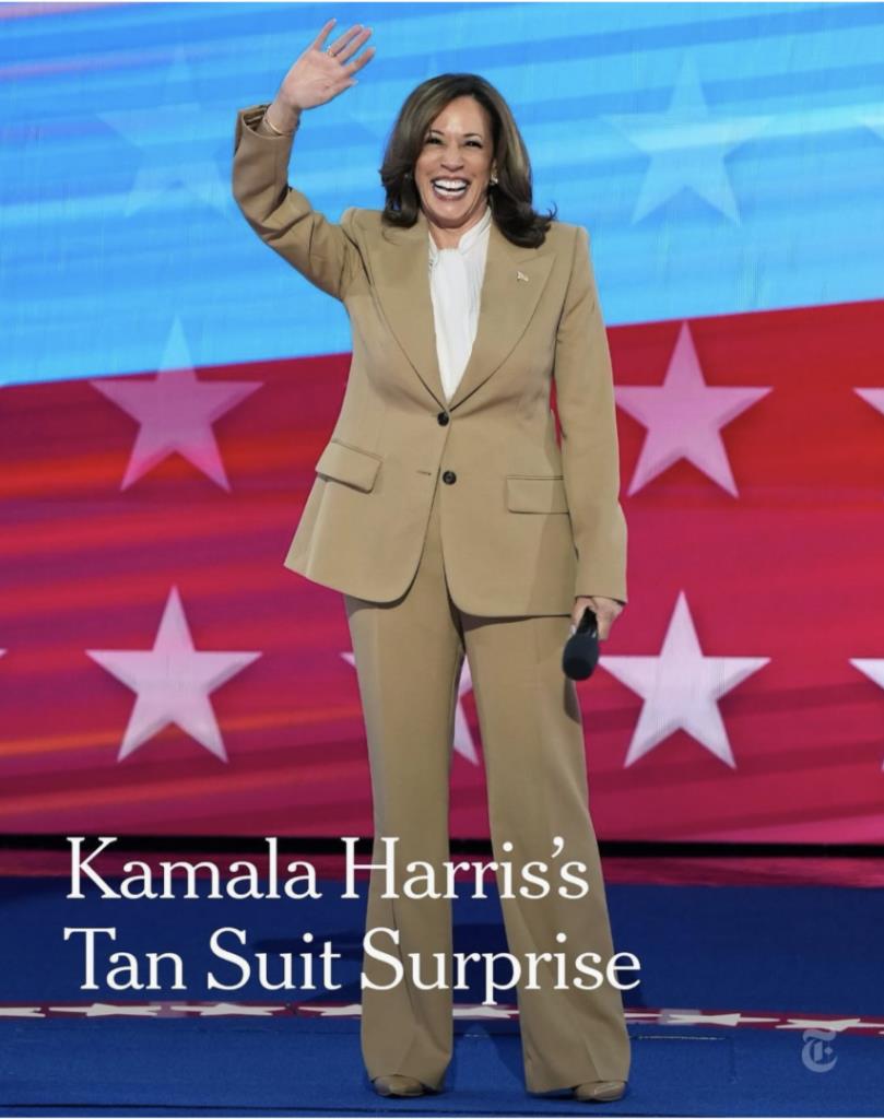 Kamala Harris wearing Tan Pant suit