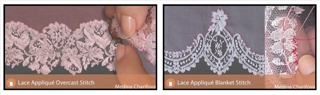 Images of University of Fashion lesson: Lace Appliqué Overcast Stitch and Lace Appliqué Blanket Stitch 