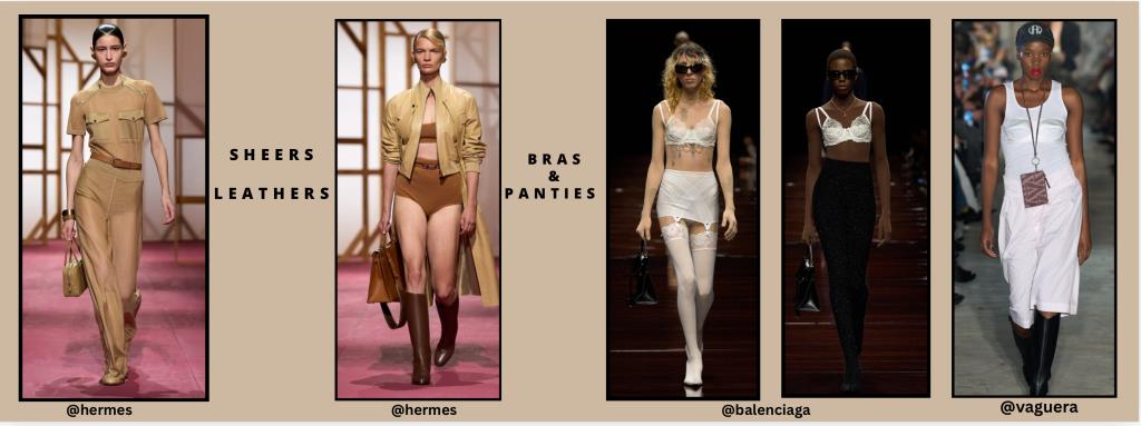 Sheers, leathers & lingerie looks at Hermès, Balenciaga & Vaguera (Image credit: vogue.com) 