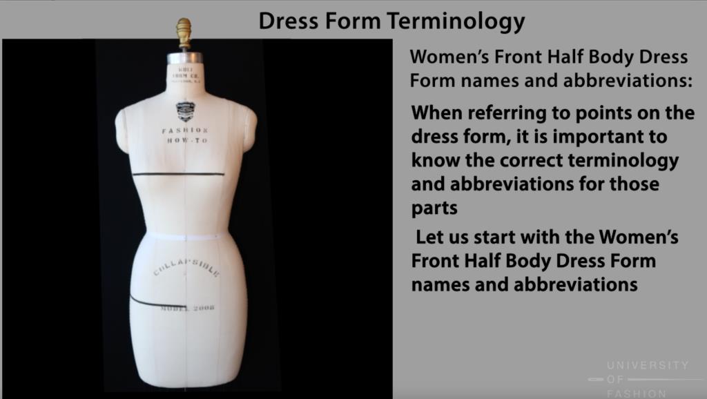 dress form terminology