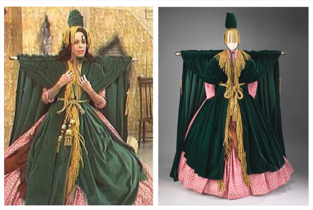 Carol Burnett as Scarlett O'Hara wearing Bob Mackie's Curain Rod Dress & the dress now at the Smithsonian 