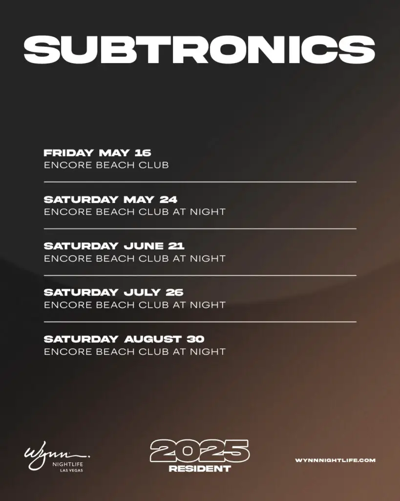 Subtronics Announces 2025 Residency at Encore Beach Club!