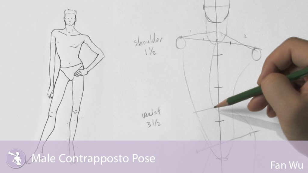 how to draw a male contrapposto pose image