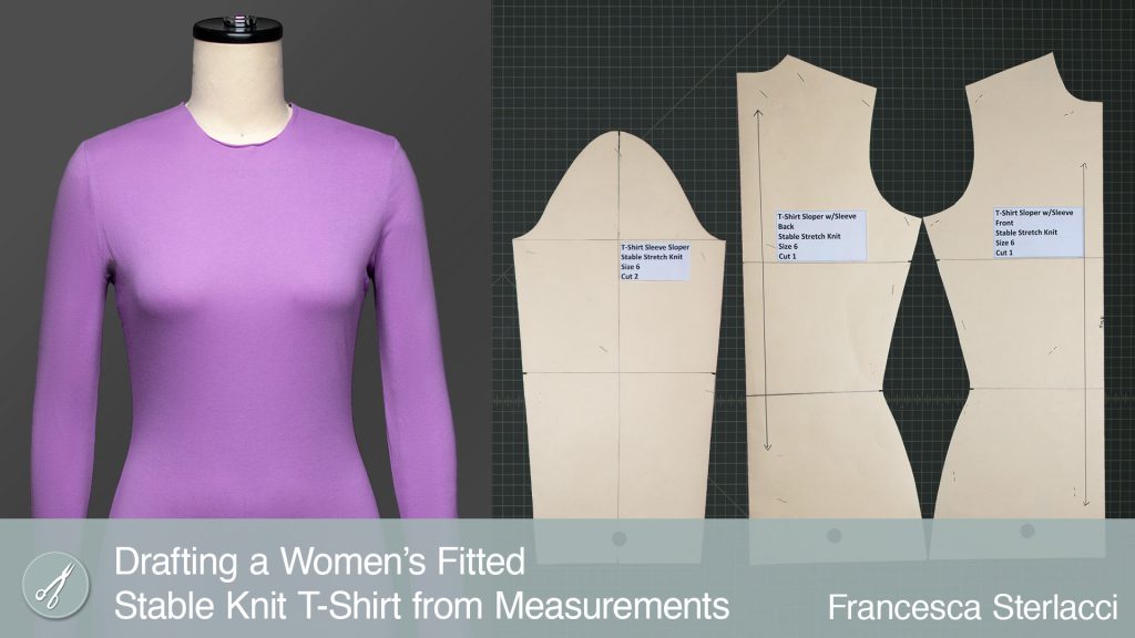 Drafting a Women's Fitted Stable Knit T-shirt sloper from measurements