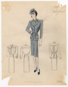 1943 Bergdorf Goodman Sketch (Image Credit: The Met Digital Collections at metmuseum.org)