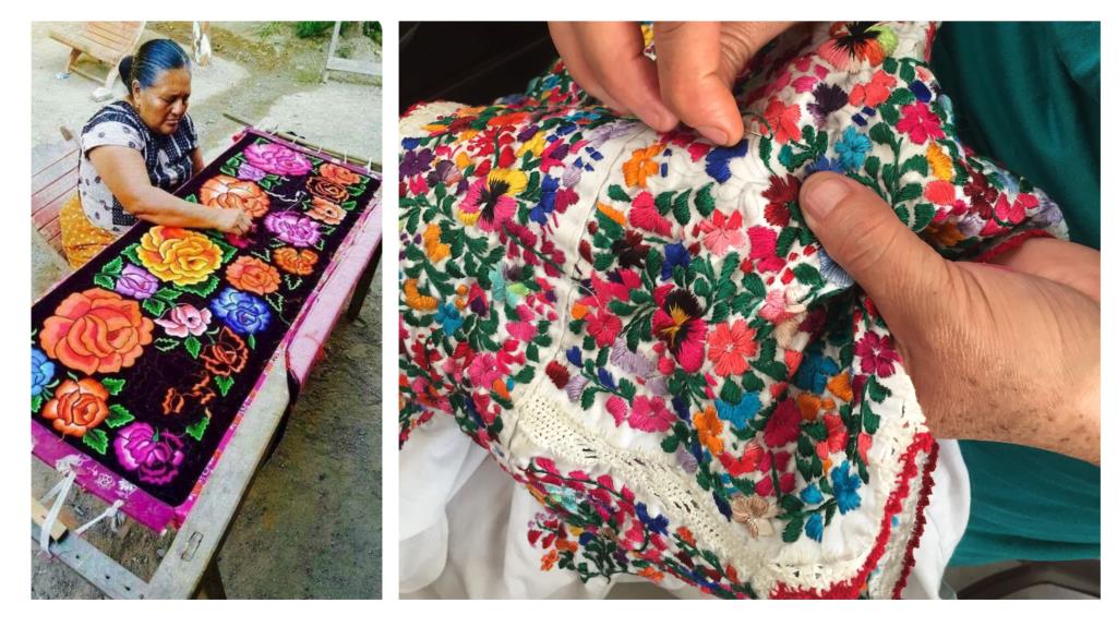 Oaxacan embroidery styles: Tehuana (Istmo de Tehuantepec) embroidery & San Antonino Castillo Velasco embroidery