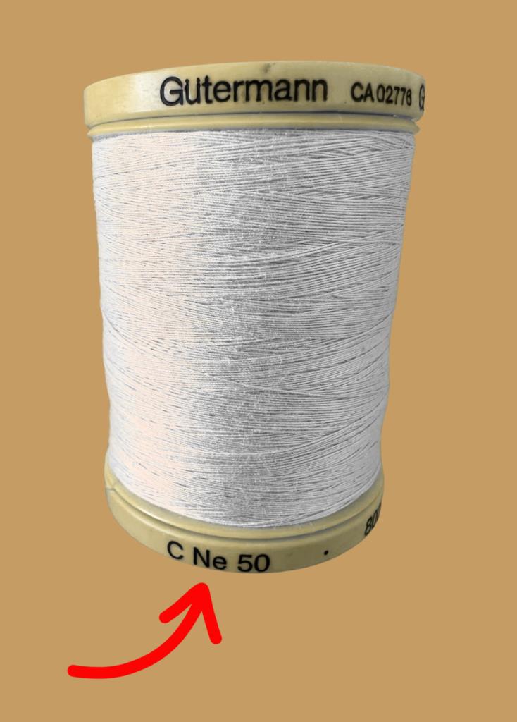 image of Gutterman thread with thread sizing information C Ne 50