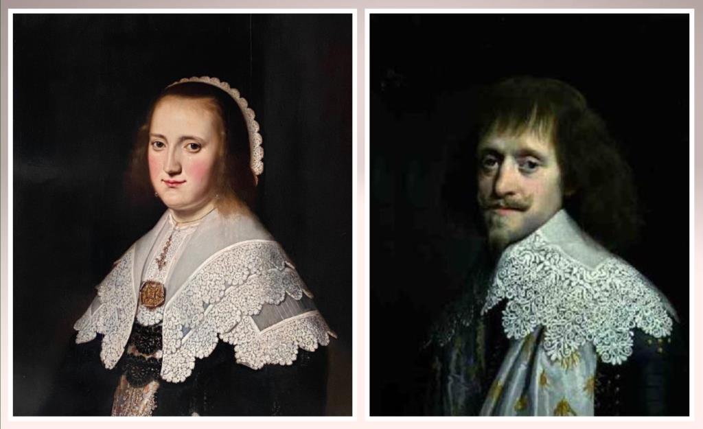Examples of 17th Century Men's & Women's lace collars.