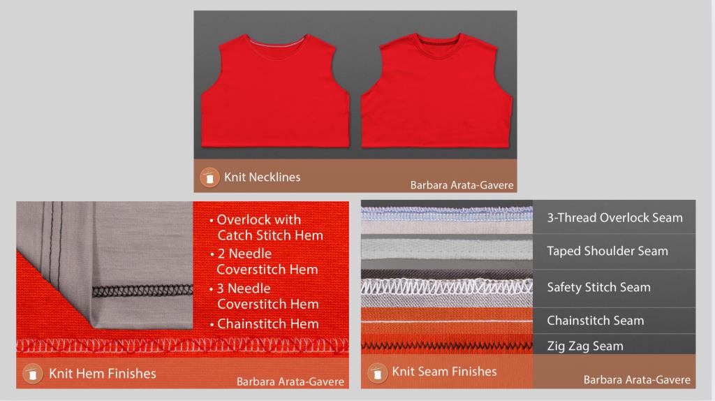 image of 3 knit sewing lessons for necklines, hems and seams