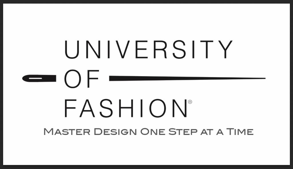 Logo pf University of Fashion with tagline "Master Design One Step at a Time