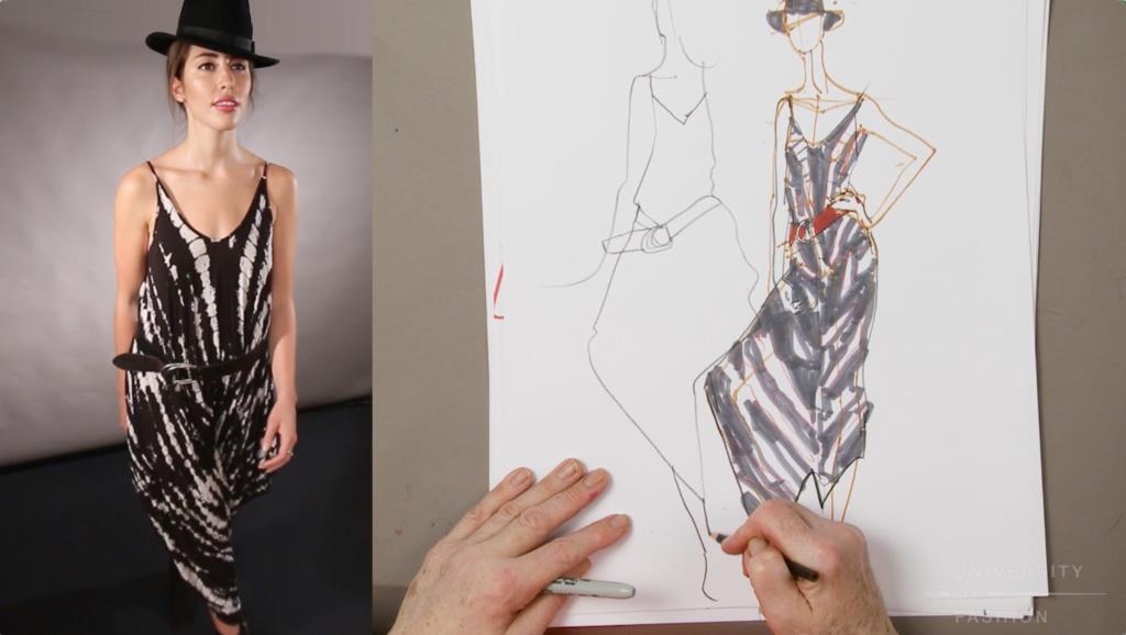 Drawing from a live model by fashion illustrator, Richard Rosenfeld’s lesson. (Image credit: University of Fashion)