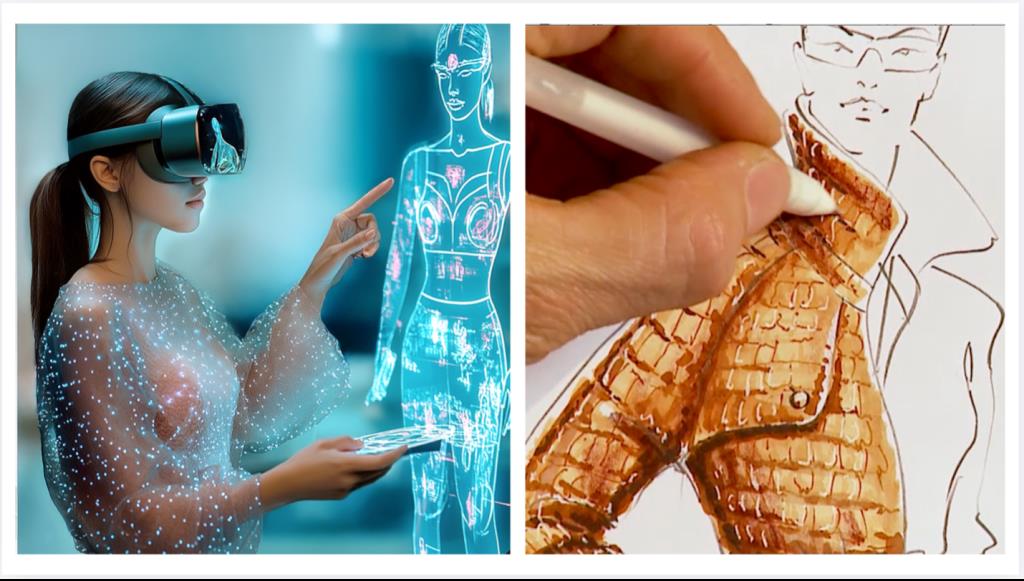 Digital AI lesson excerpt and Hand drawn art 